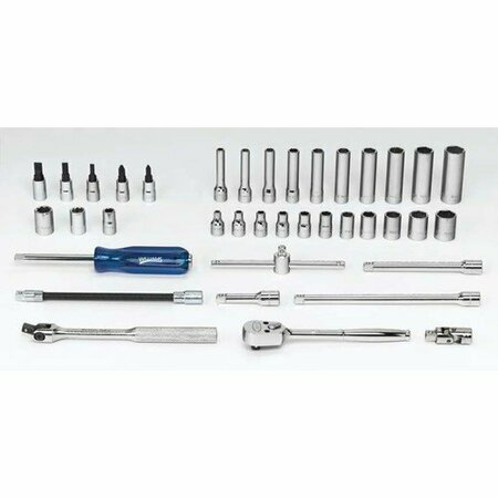 WILLIAMS Socket/Tool Set, 38 Pieces, 6-Point, 1/4 Inch Dr JHWWSM-38HF